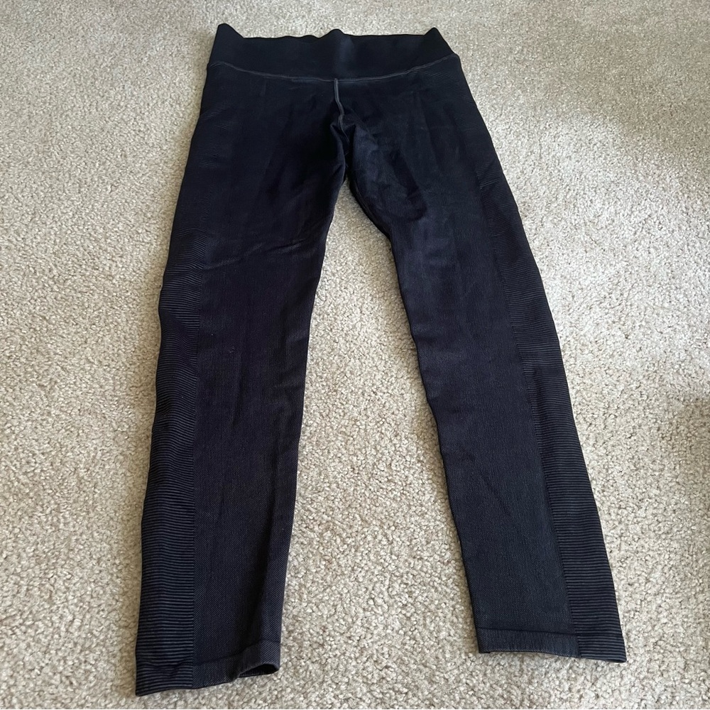 Aerie Black Gray Legging Size XL Ribbed Detail